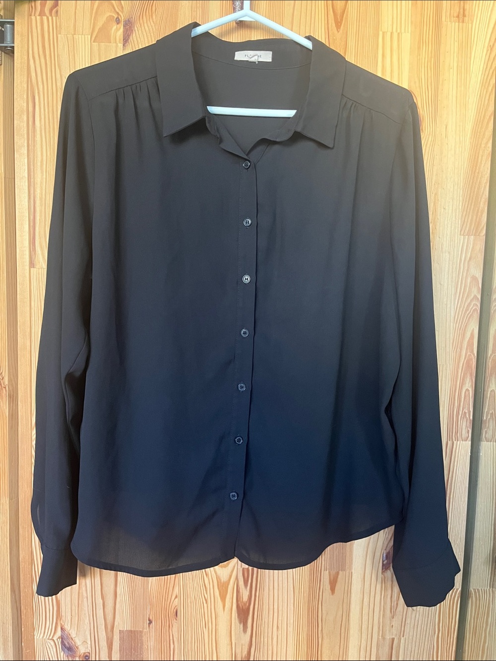 Pleione Black Button-Front Blouse (size L)